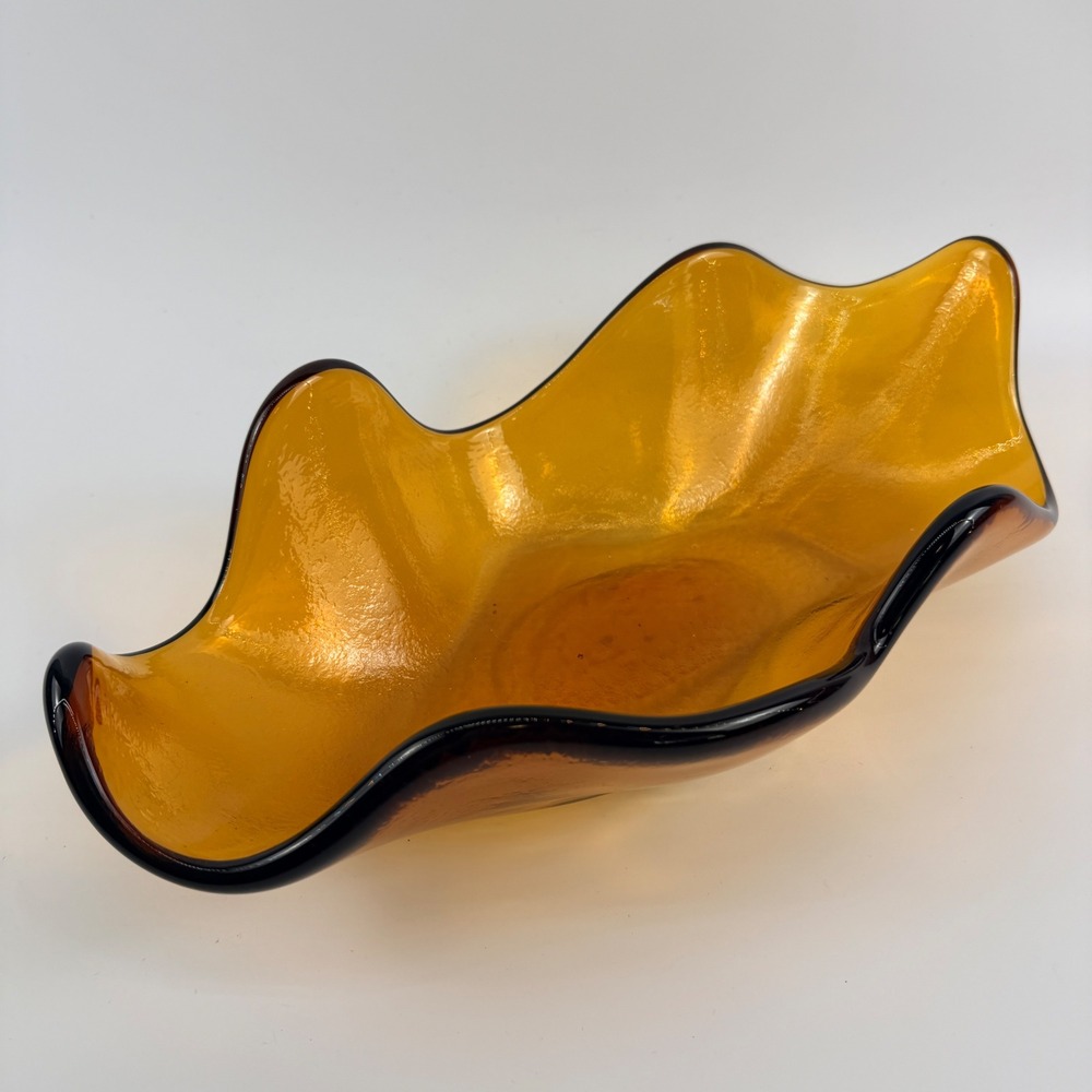 Blenko 633‎ Wheat Glass Large Freeform Console Bowl